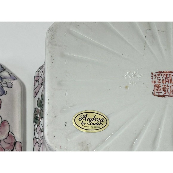 Andrea By Sadek Hand Painted Flowers Porcelain Box With Lid Made In China - Picture 12 of 12